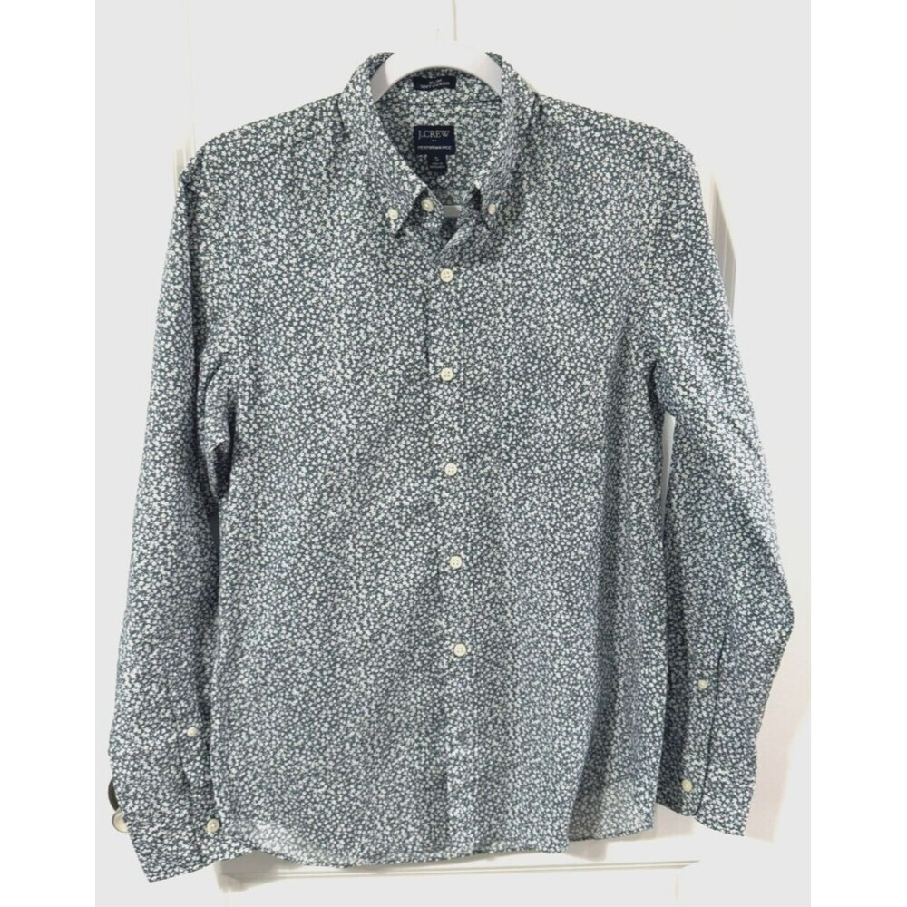 NWT J.Crew Men's Medium S Slim Untucked Performance Shirt Gray Blue White Floral